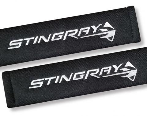 Corvette Shoulder Belt Pads, with Stingray Script, 2014-2018