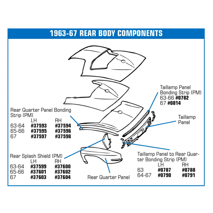 Corvette Bonding Strip, Rear Qtr Pnl Gray Left (Press Molded), 1965-1966