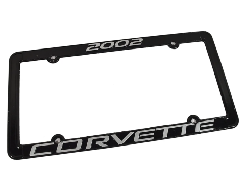 Corvette License Plate Frame, Corvette Black, 2002