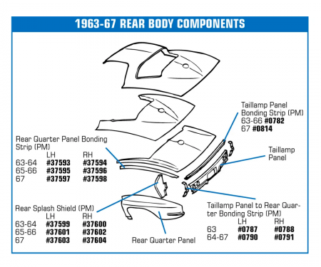 Corvette Bonding Strip, Rear Qtr Pnl Gray Left (Press Molded), 1965-1966