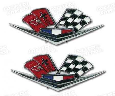 Corvette Fender Emblems, Crossed-Flags, Replacement, (63 Early), 1962-1963