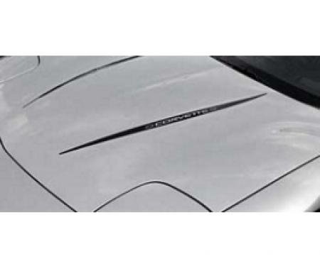 Corvette Hood Decal Kit, With Word Corvette, Black, 1997-2004