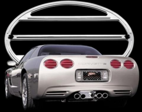 Corvette Bezels, Taillight, 5-Piece, Billet Chrome, 1997-2004