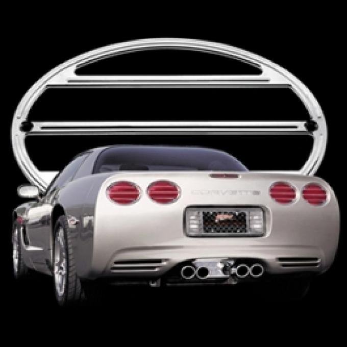 Corvette Bezels, Taillight, 5-Piece, Billet Chrome, 1997-2004