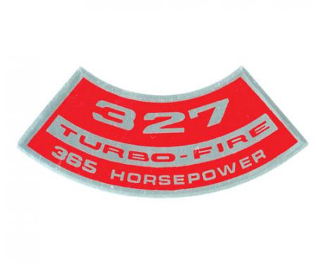 Corvette Air Cleaner Decal, 327ci/365HP, 1964-1965