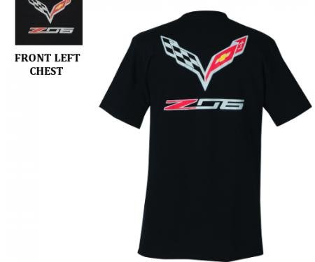 Corvette Z06 With Flags T-Shirt, Black