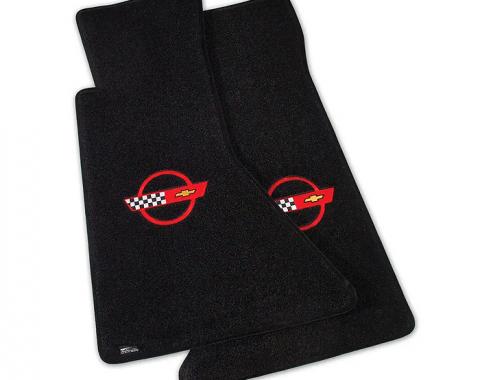 Corvette Mats, Black with Red Applique, 1984-1990