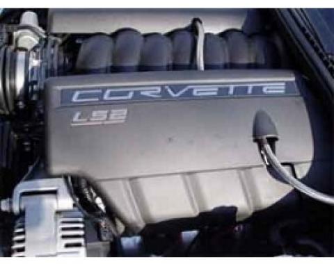 Corvette LS2 Fuel Rail Cover Letter Set, Acrylic, Chrome, 2005-2007
