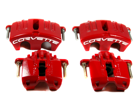 Corvette Remanufactured Brake Caliper Set, Powder Coated Red, 2005-2013