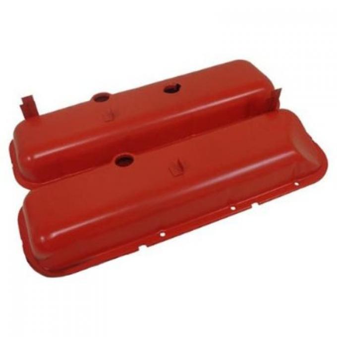 Corvette Big Block Valve Covers, Orange, With Power Brakes Relief, 1965-1974