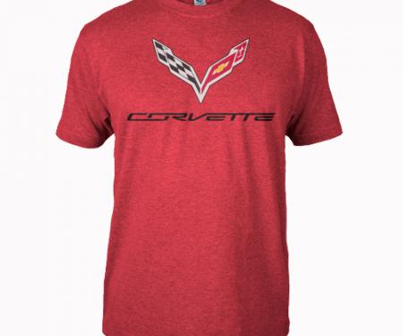 Corvette C7 Corvette Logo Flag T-Shirt, Red