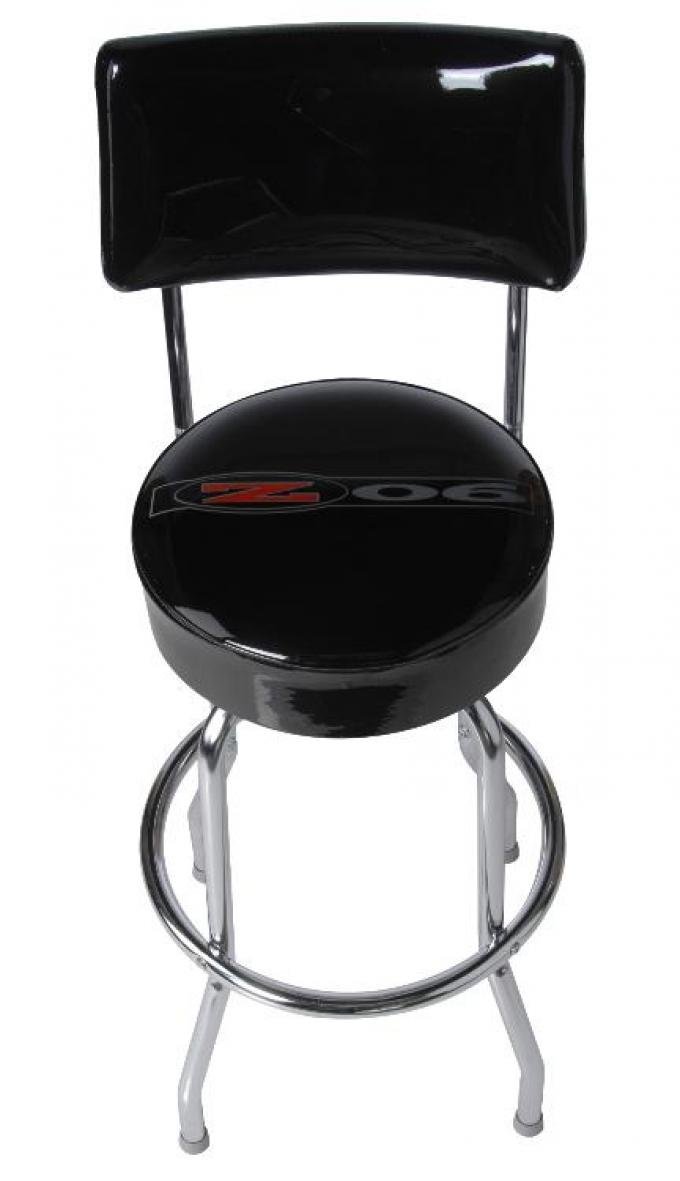 Corvette Stool, Black with Back Rest, C5 Z06 Emblem