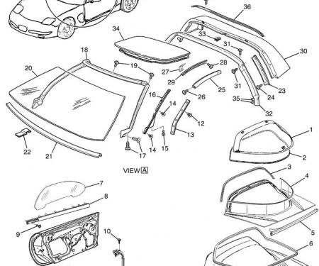 Corvette Coupe Rear Hatch Window Seal, Front Secondary Seal, 1997-1998