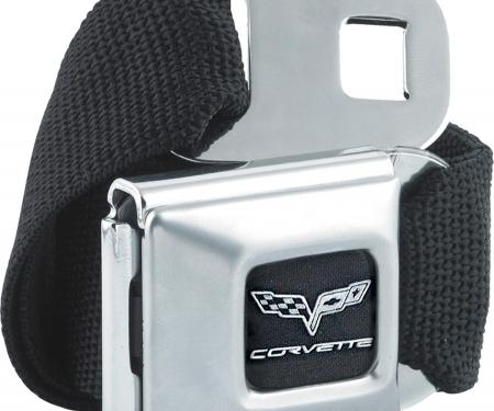 Corvette Seatbelt Belt, Black with C6 Logo