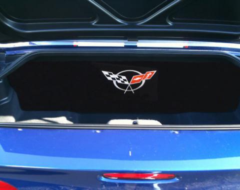 Corvette Compartment Divider, With Carpet & C5 Logo, "Quiet Ride", 1999-2004
