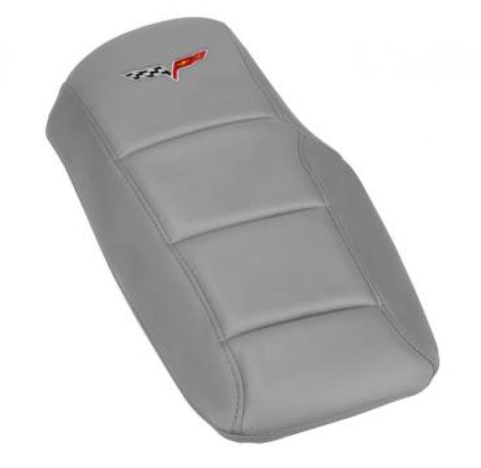 Corvette Console Cushion, with Embroidered C6 Logo, Steel Gray, 2005-2013