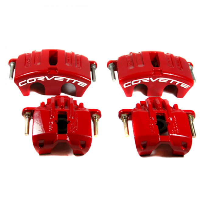 Corvette Remanufactured Brake Caliper Set, Powder Coated Red, 2005-2013