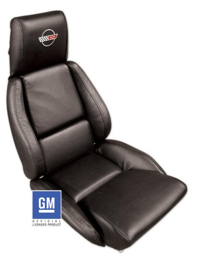 Corvette America 1989-1992 Chevrolet Corvette Embroidered Leather Seat Covers Standard 420420E | 59-96 Black