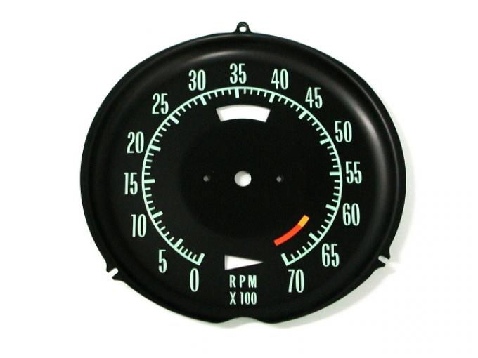 Corvette Tachometer Face, 6500 Redline, 1968-1971