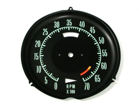 Corvette Tachometer Face, 6500 Redline, 1968-1971