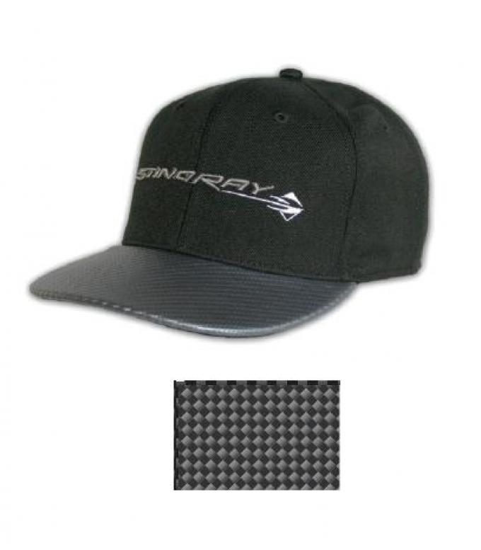 Corvette C7 Horizontal Stingray Fitted Cap with Silver Simulated Carbon Fiber Bill