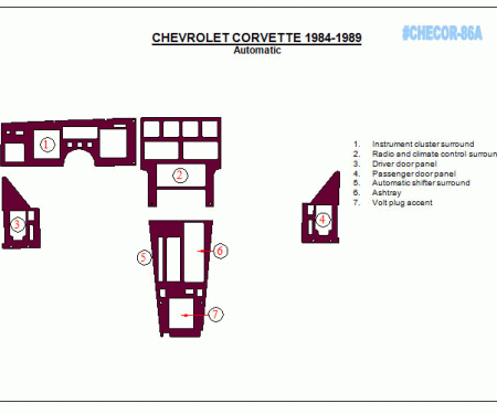Corvette Carbon Fiber Dash Kit, Automatic, 1984-1989