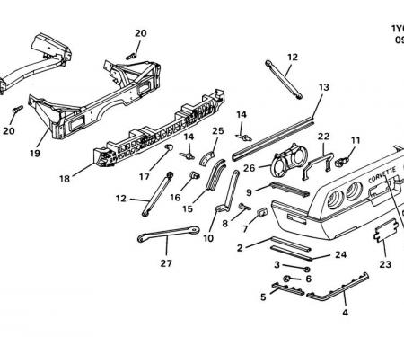 Corvette Bumper Fascia Face Reinforcement, Rear, 1989-1996