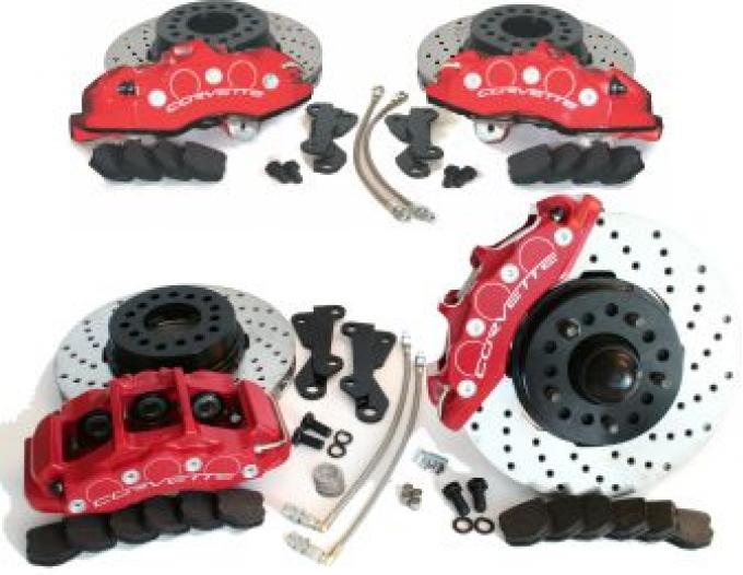 Corvette Z06 Brake Upgrade Kit, Front and Rear, with Cross Drilled Rotors, 1965-1982