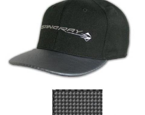 Corvette C7 Horizontal Stingray Fitted Cap with Silver Simulated Carbon Fiber Bill