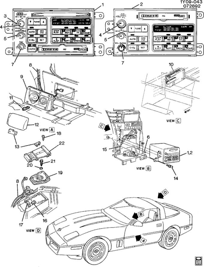 Corvette Radio Knob, Volume, 1994-1996