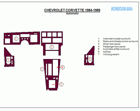 Corvette Carbon Fiber Dash Kit, Automatic, 1984-1989