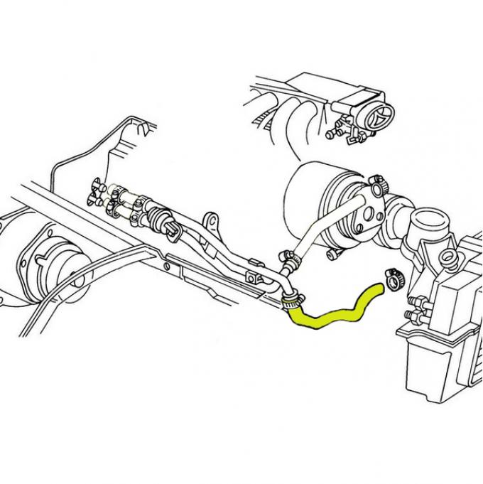 Corvette Heater Hose, Coolant/Water Shut-Off Valve to Water Pump, without KC4, 1985-1987