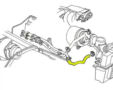 Corvette Heater Hose, Coolant/Water Shut-Off Valve to Water Pump, without KC4, 1985-1987