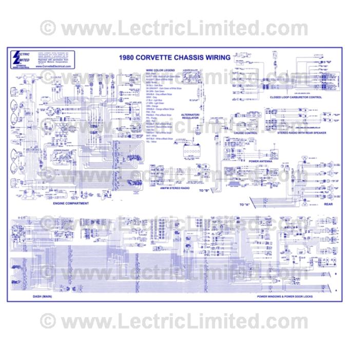 Lectric Limited 1980 Chevrolet Corvette Wiring Diagram VWD8000