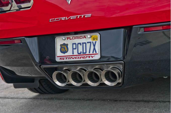 American Car Craft 2014-2019 Chevrolet Corvette Exhaust Filler Plate Perforated Illum. Red NPP Version 052018