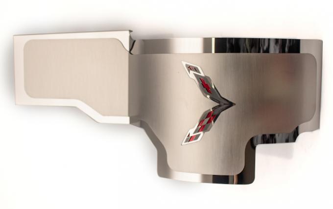 2014-2019 C7 Corvette - Alternator Cover Crossed Flags Emblem - Stainless Steel, CHOOSE COLOR 053100