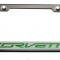 Corvette C7 Stingray License Plate Frame Black and Brushed with "Corvette" Lettering 052083