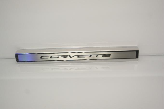 2005-2013 C6 Corvette - Inner Doorsills CORVETTE Lettering - Stainless Steel, Choose Inlay Color 041058