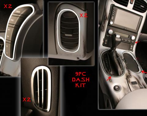 American Car Craft 2005-2013 Chevrolet Corvette Dash Kit Polished 9pc 041041