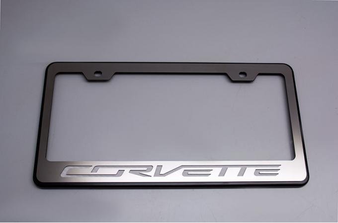 2014-2017 Chevrolet Corvette Rear Tag Frame Powder Coat Black w/Stainless Steel 
