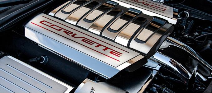 2014-2019 C7/Z51 Corvette - CORVETTE Style Fuel Rail Covers Factory Overlay 2Pc - Stainless Steel, Choose Color 053118