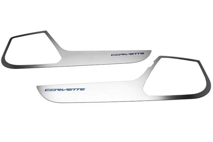 2014-2019 Corvette Stingray - Door Guards with Corvette Lettering 2Pc - Choose Color Inlay 051001