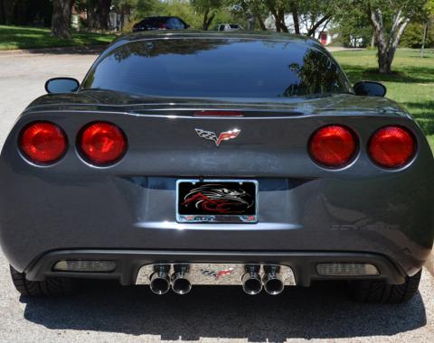 American Car Craft 2005-2013 Chevrolet Corvette Exhaust Filler Panel Stock Exhaust Crossed Flags Logo GM Licensed 042108