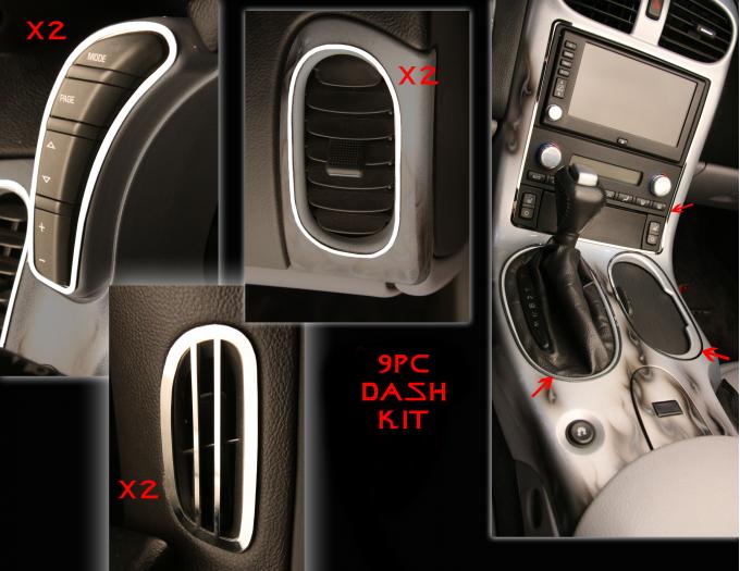 American Car Craft 2005-2013 Chevrolet Corvette Dash Kit Polished 9pc 041041