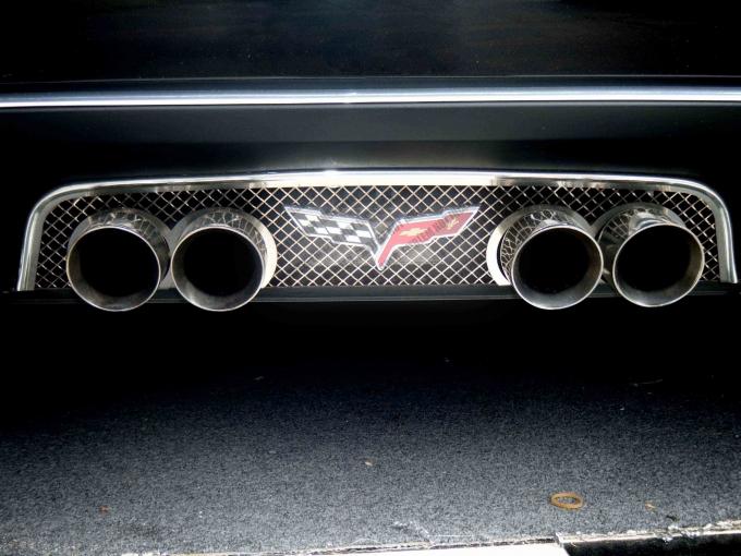 American Car Craft 2005-2013 Chevrolet Corvette Exhaust Filler Panel Stock Exhaust Laser Mesh 042003