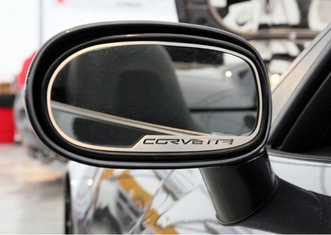 American Car Craft 2005-2019 Chevrolet Corvette Mirror Trim Side View Corvette Style 2pc GM Licensed 042086