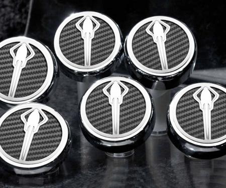 2008-2018 Chrysler 300 Fluid Cap Cover Set 6pc Stingray Emblem Carbon Fiber Red | Red Carbon Fiber