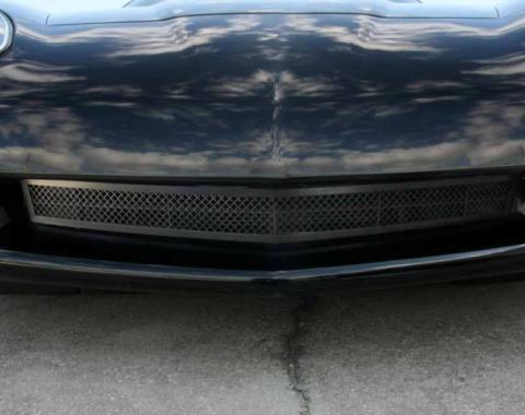 American Car Craft 2005-2013 Chevrolet Corvette Grille Laser Mesh Front, C6 Black Powder Coat Stealth 042093