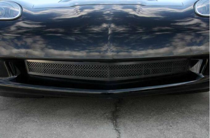 American Car Craft 2005-2013 Chevrolet Corvette Grille Laser Mesh Front, C6 Black Powder Coat Stealth 042093