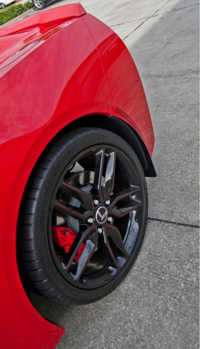 American Car Craft 2014-2019 Chevrolet Corvette Mud Guards Polished w/ Carbon Fiber Backing 4pc 052022